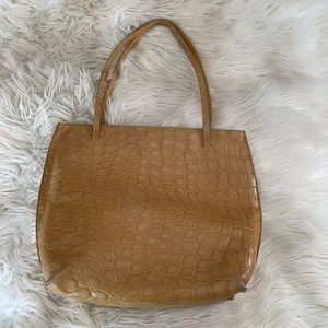 Furla flawed brown cream tan snake animal print handbag purse pocket book tote